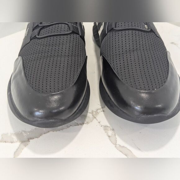 VTKIX Men's Slip-On Leather Knitted Invisible Black Size 16 Athletic Sneakers - Picture 4 of 10